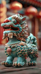 Obraz premium 3D rendering of a Chinese guardian lion