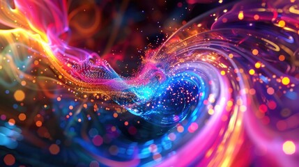 Futuristic shimmering particles 3d abstract background Colorful Burst of Light