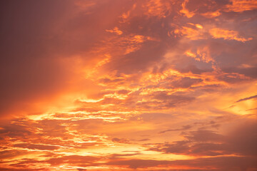 Beautiful , luxury soft gradient orange gold clouds and sunlight on the blue sky perfect for the background, take in everning,Twilight, Large size, high definition landscape photo