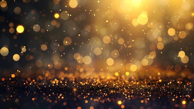A luxurious background with gold glitter and bokeh lights
