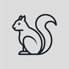 Animal logo squirrel icon vector Illustration line art
