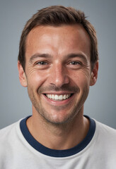 Fototapeta premium portrait view of a regular happy smiling Antarctic man , ultra realistic, candid, social media, avatar image, plain solid background