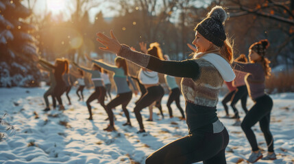Group of People Dancing in the Snow