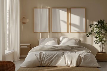 Aesthetic Interior Bedroom Bed Mock Up