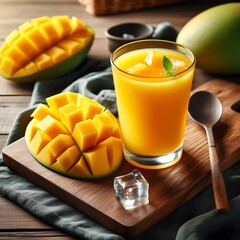 a glass of mango juice 