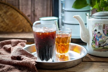Thai Style Iced Black and hot tea with restro style  Coffee, ice black coffee,Oliang	