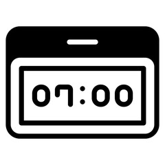 digital clock 7 am time icon