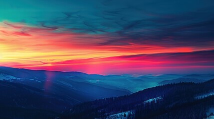 Obraz premium Imagine the3D mountain sunrise