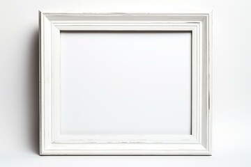 Simple white picture frame against a white background, perfect for adding custom content