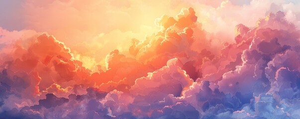 Abstract background with colorful clouds and sunlight.