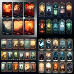 tcg game card design fantasy style border, Exceptional TCG creature card: Immerse in its intricate design, blending fantasy and strategy, AI