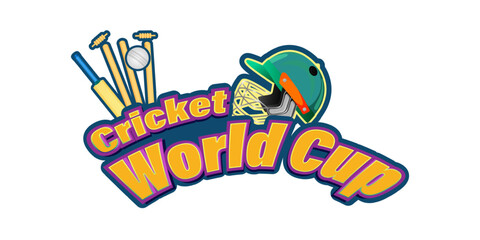 Vector illustration of Cricket World Cup sticker on transparent background