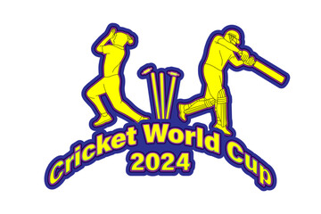 Vector illustration of Cricket World Cup sticker on transparent background