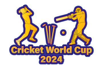 Vector illustration of Cricket World Cup sticker on transparent background