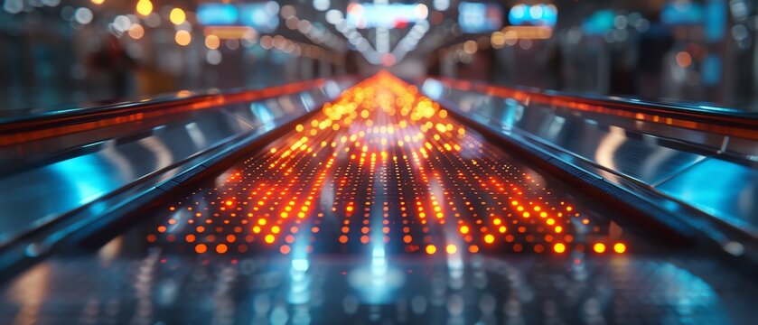 Tracking system for lost luggage concept of reliability selective focus, theme of technology, futuristic, overlay customer service desk