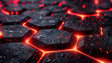 Fototapeta premium Hexagon shapes with glow, wallpaper background tech concept