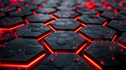 Obraz premium Hexagon shapes with glowing lights tech background concept
