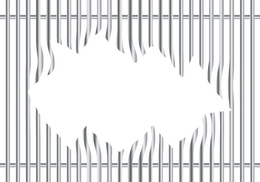 Fondo de barrotes de metal de una c&aacute;rcel rotos