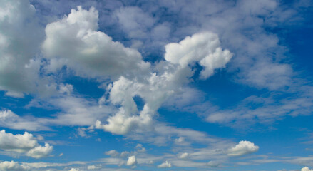 Landscape with clouds, blue sky with clouds