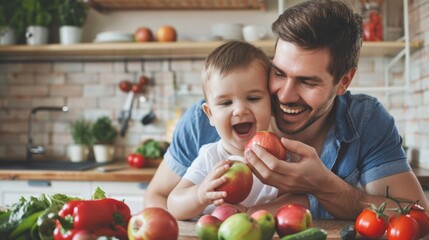 Fototapeta premium The Father and Child Cooking