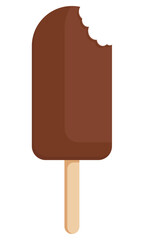 Chocolate ice cream bar with bite