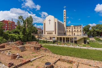 View of Saint Joseph The Roman Catholic Cathedral of Sofia, Bulgaria, consecrated in 2006 and the...