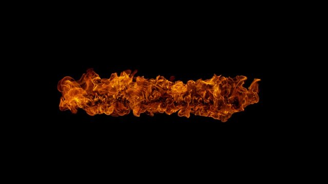 Super Slow Motion Shot of Linear Fire Flame Isolated on Black Background at 1000fps.