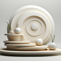 3d render of abstract geometric forms. Glossy podium for product presentation.