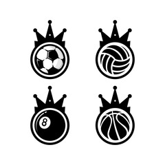 vector king ball, sports ball and crown