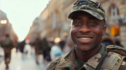 Fototapeta premium The smiling soldier's portrait