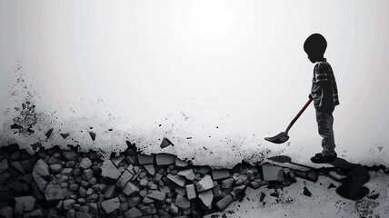 3d illustration of world day against child labor. Awareness against child labor.