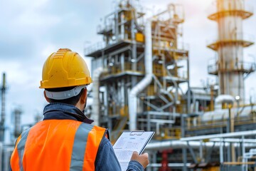 Illustration of Investing in training and education programs to upskill workers for new technologies and processes in industrial plants. Ai Generate.