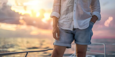 Casual yacht club outfit white linen shirt highwaisted denim shorts sli. Concept Are you looking for styling tips or suggestions for combining these pieces into a look for a specific occasion or even