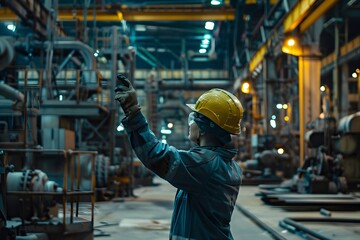 Illustration of Investing in training and education programs to upskill workers for new technologies and processes in industrial plants. Ai Generate.