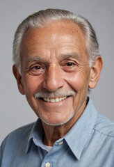 Obraz premium portrait view of a regular happy smiling South Americans old man , ultra realistic, candid, social media, avatar image, plain solid background