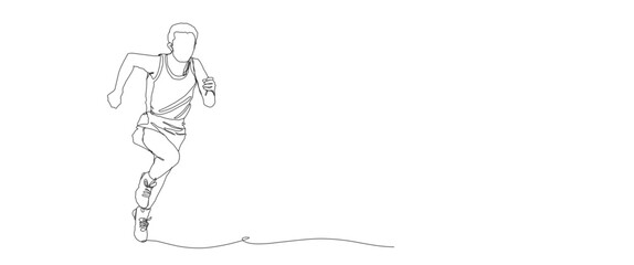 Athlete's run in the competition. Athlete icon in line art style. Athlete icon in line art style for background.