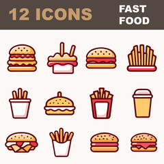 fast food icon set