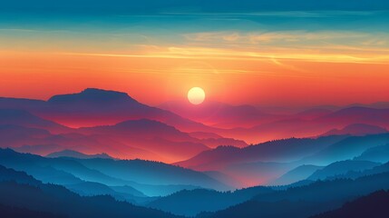 Obraz premium Mountains at Sunset
