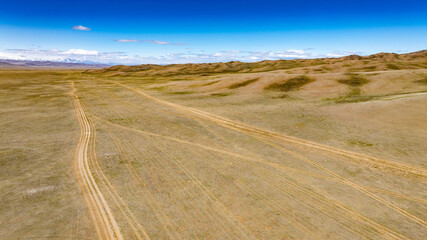 sacred shamanic historical places from the height of a drone flight in the southern regions of Altai in May