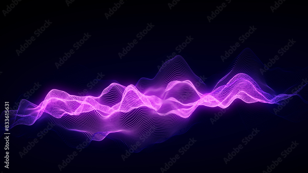 Aufkleber Abstract digital blue circle wave on black background. Big data visualization. Analytics representation. Sphere with explosion of bright particles. 3d rendering.