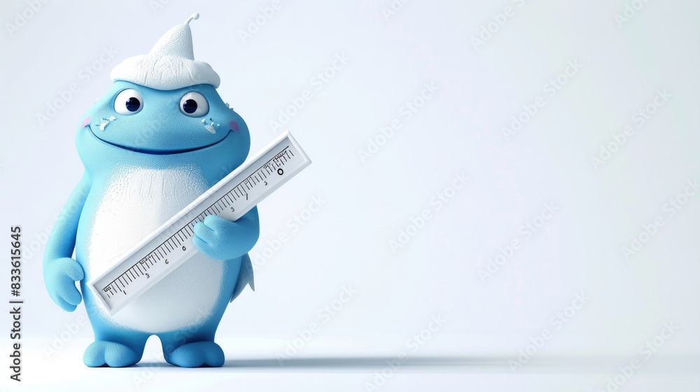 Poster 3d character holding a large, cracked thermometer, emphasizing the rising temperatures due to global