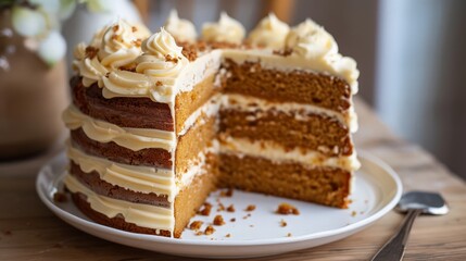 A beautifully decorated honey cake with layers of honey-infused sponge and creamy frosting, perfect for any celebration