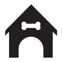Dog house icon set. Silhouette and outline collection pet home.  vector illustration. EPS 10/AI
