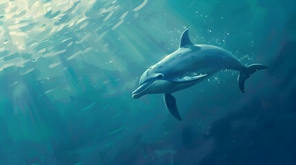 Fototapeta premium Majestic Dolphin Leaping from Turquoise Ocean Waters