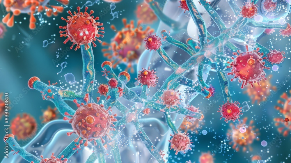 Poster a comprehensive visual of the molecular structure of a common antibiotic, showing how it targets bac
