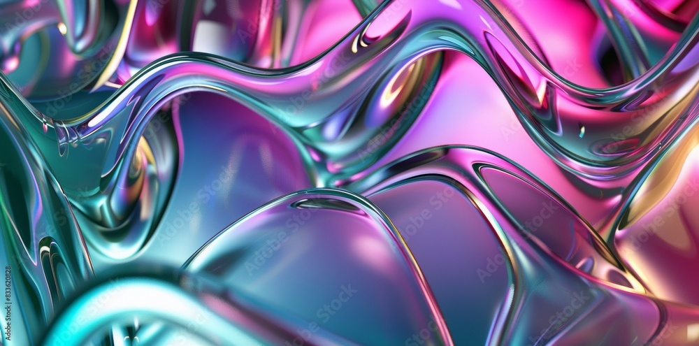 Aufkleber 3d render, abstract background with colorful glass shapes and shiny curves in the style of a blue pi