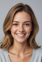 Naklejka premium portrait view of a regular happy smiling Australians woman , ultra realistic, candid, social media, avatar image, plain solid background