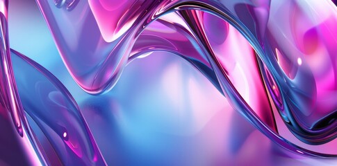 3D render, abstract background with colorful glass shapes and shiny curves in the style of a blue pink purple black white gradient