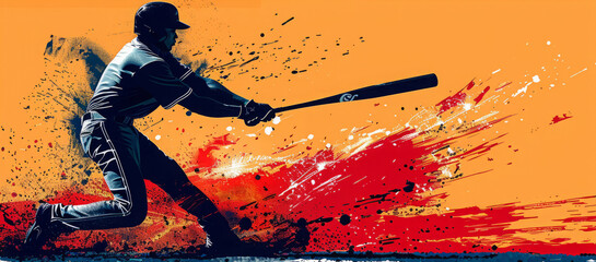 Baseball Player Swinging Bat Illustration