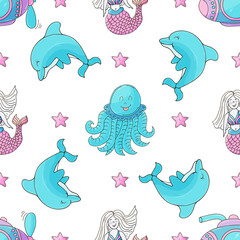 Creative marine seamless pattern